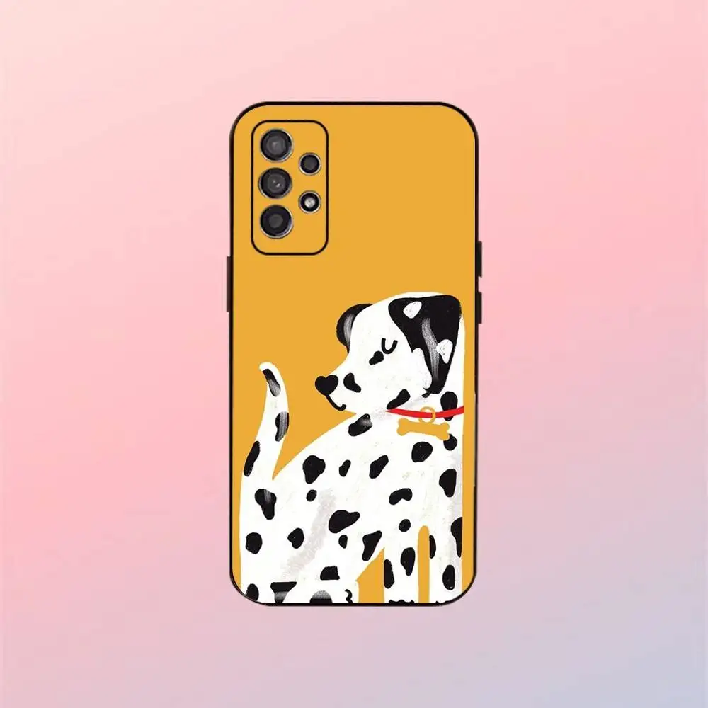 かわいいダルメシアン犬電話ケース、サムスンギャラクシー A13、A21s、A22、A31、A32、A52、A53、A71、A80 用、ソフトブラックシェル