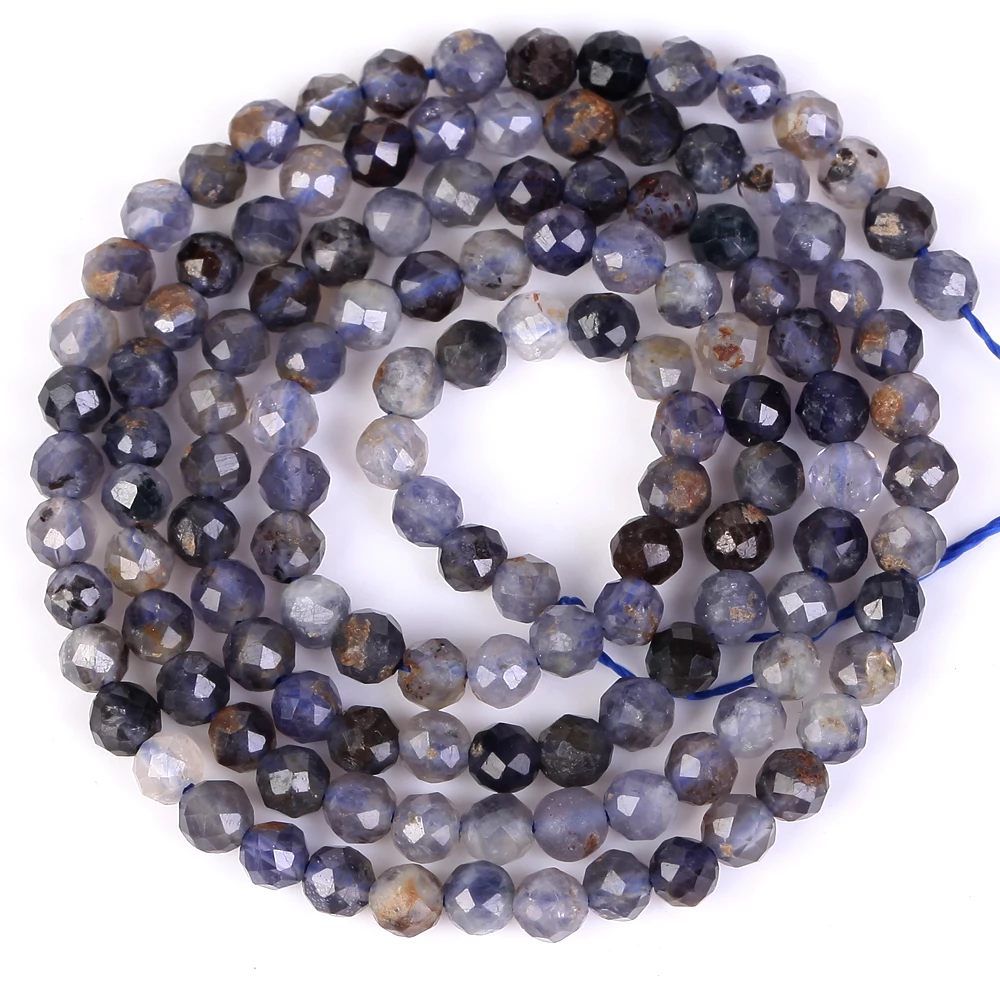 Natural Faced Cordierite Beads For Jewelry Making Diy Necklace Accessories Bracelet Loose Beads 2/3/4mm 15inch