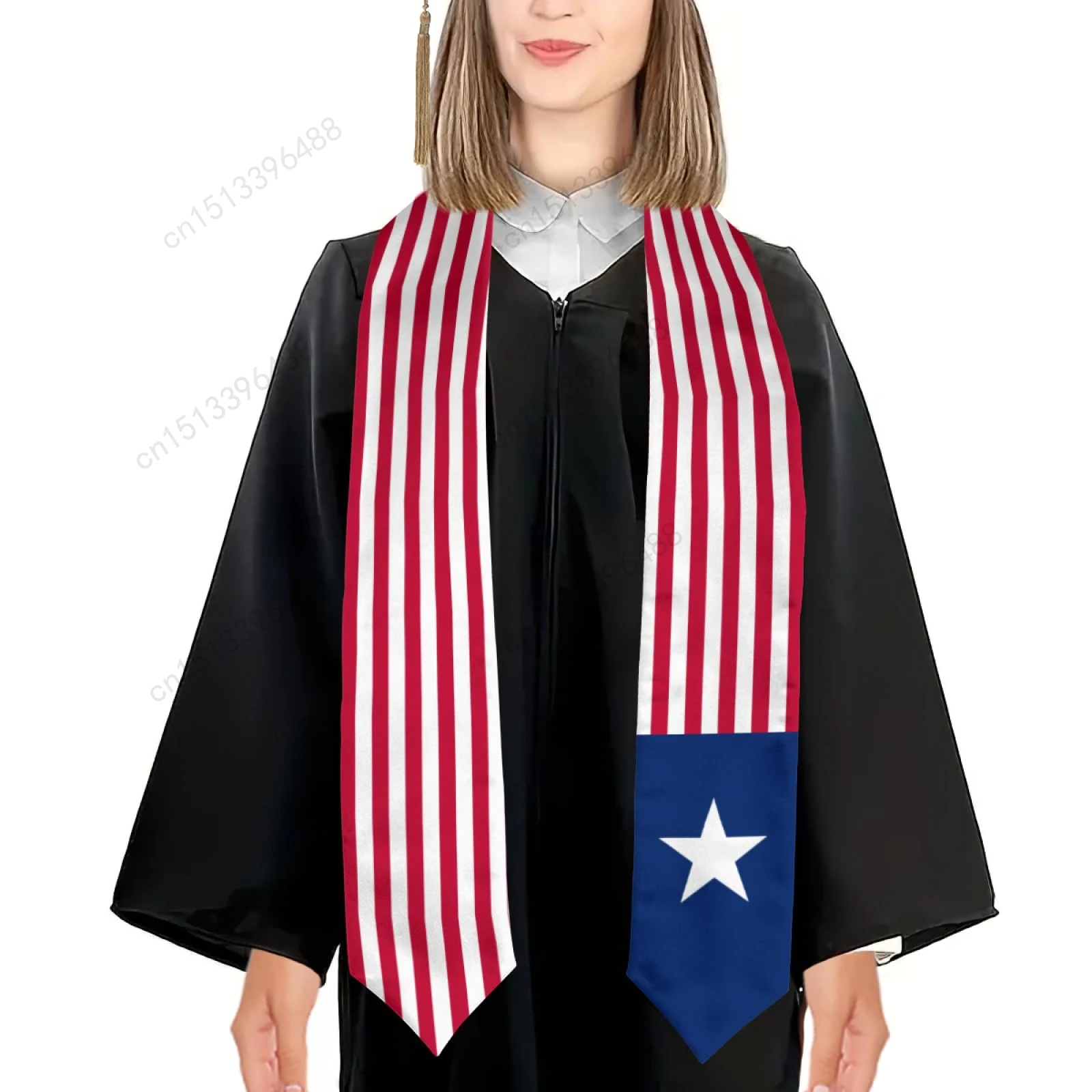 2025 Liberia Flag Graduation Stole Shawl Sash Honor For Study Aboard International Students