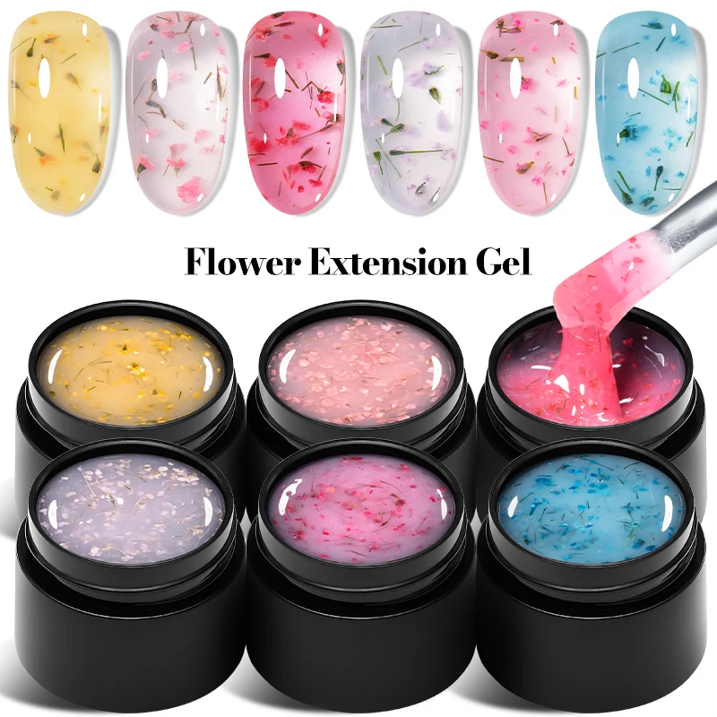 Dried Flower Extension Gel Nail Polish Long Lasting Self-leveling Construct UV Hard Gel Soak Off UV LED Extension Gel Varnish