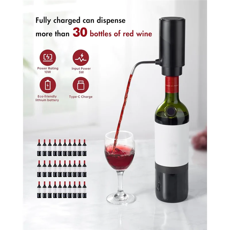 

J1UL1N Electric Wine Decanter Aerator Dispenser: Automatic Whisky Bottle Dispenser - One Button Smart Drink Decanter