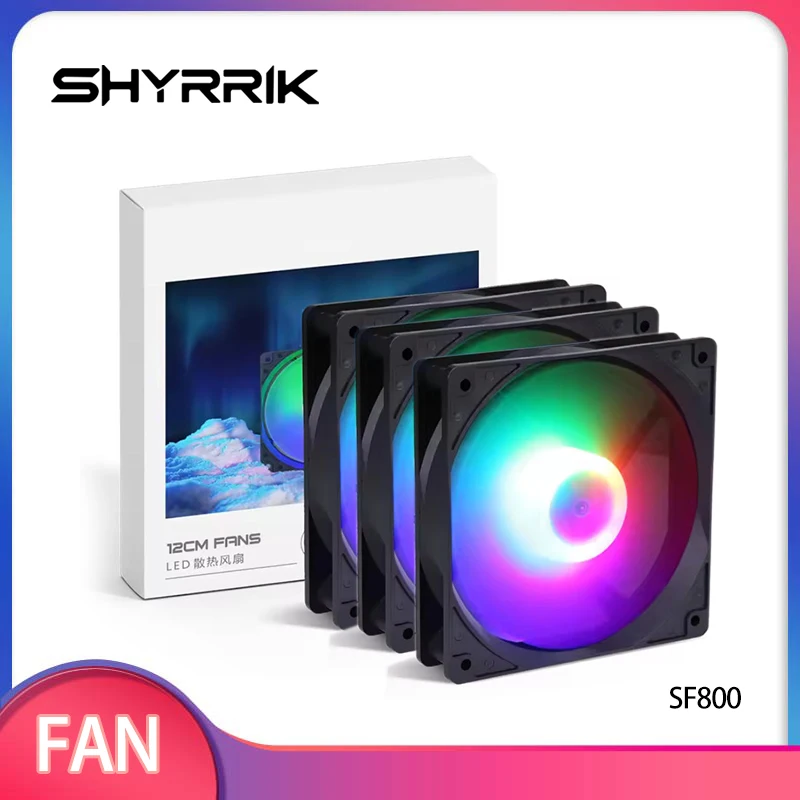 

Shyrrik 3pcs Computer PC Case Fan Silent 44.20 CFM /120mm 1200RPM 12V Fix Speed 40000H Quiet Cooling Fan Black / SF800