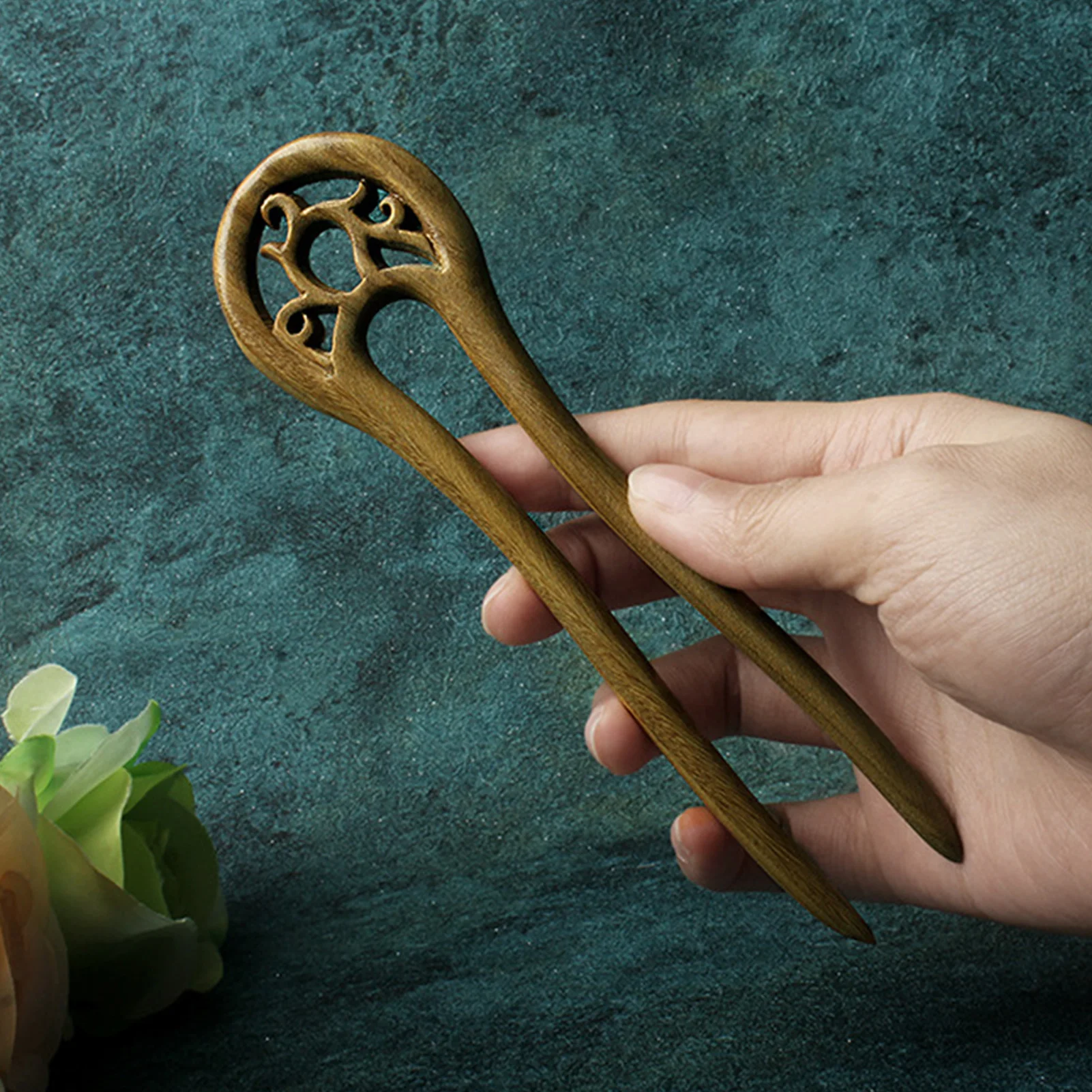 Retro U-shape Chinese Hair Chopsticks Vintage Sandalwood Chinese Hair Accessories for Cheongsam Han Clothes Tea Wear