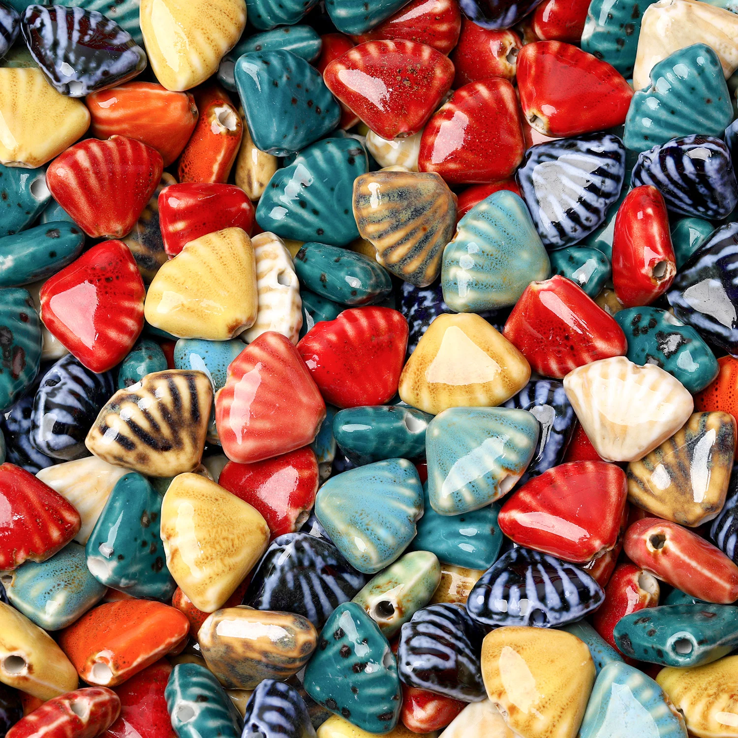 

10pcs Glaze Ceramic Beads Shell Scallops Shape Large Hole Beads for Jewelry Making DIY Supplies Bracelets Earrings Accessories