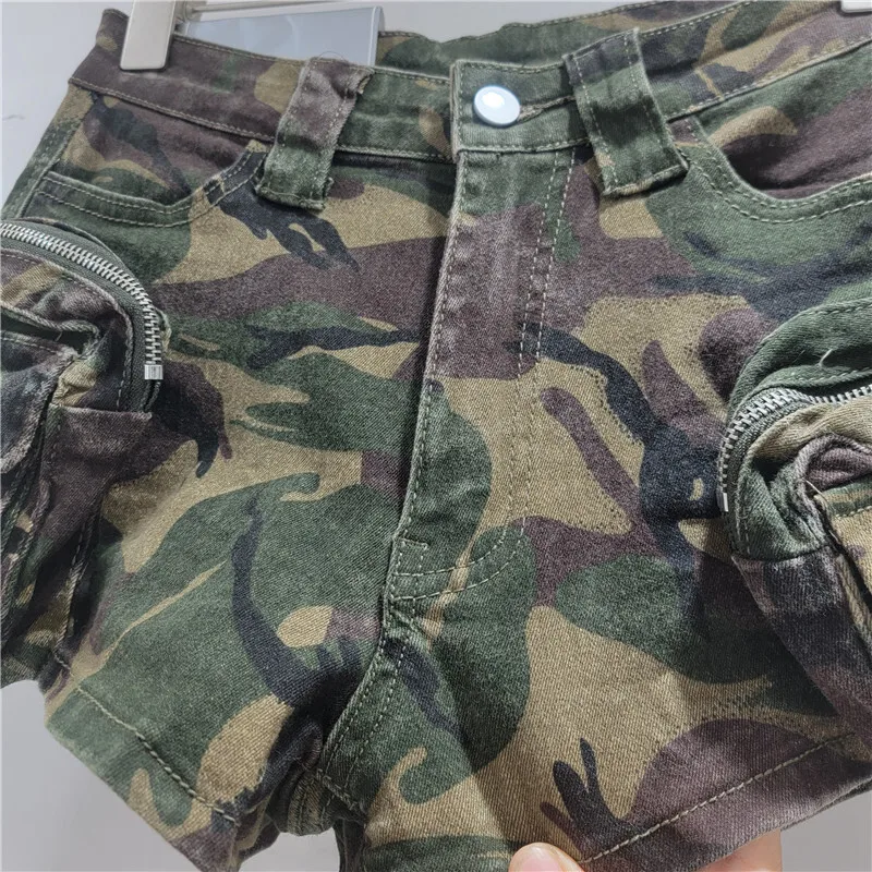 ANJY ฤดูร้อนใหม่ผู้หญิงอเมริกัน Retro Streetwear Camouflage สามมิติ Cargo กางเกงยีนส์อินเทรนด์กางเกงยีนส์กางเกงขาสั้น A7672