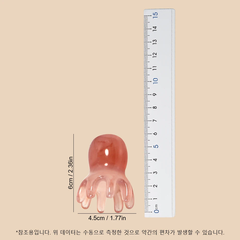 톡톡 터지는 문어 마사지 빗 + 두피케어 세트|두피 마사지, 탈모 예방, 스트레스 해소, 휴대용 헤어 케어 (레진 소재) 사용 예시