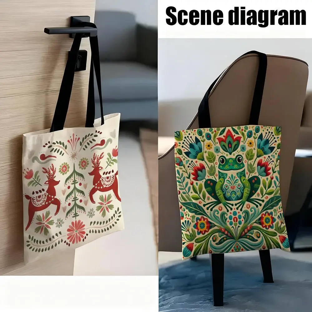 Colorful Retro Animal And Flower Prints Storage Bags Handbag Women Casual Underarm Top Handle Bag Lady Shopping Travel Bags