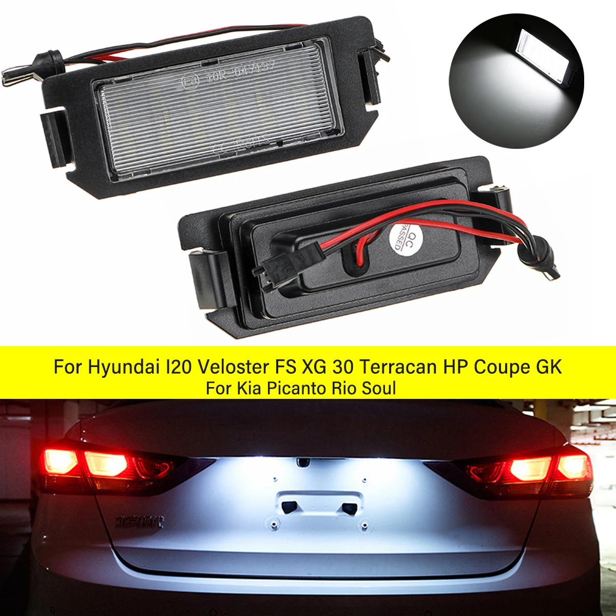 Pair LED Number License Plate Light Lamp for Hyundai I20 I10 Veloster FS XG30 Terracan HP Coupe GK for Kia Picanto Rio Soul