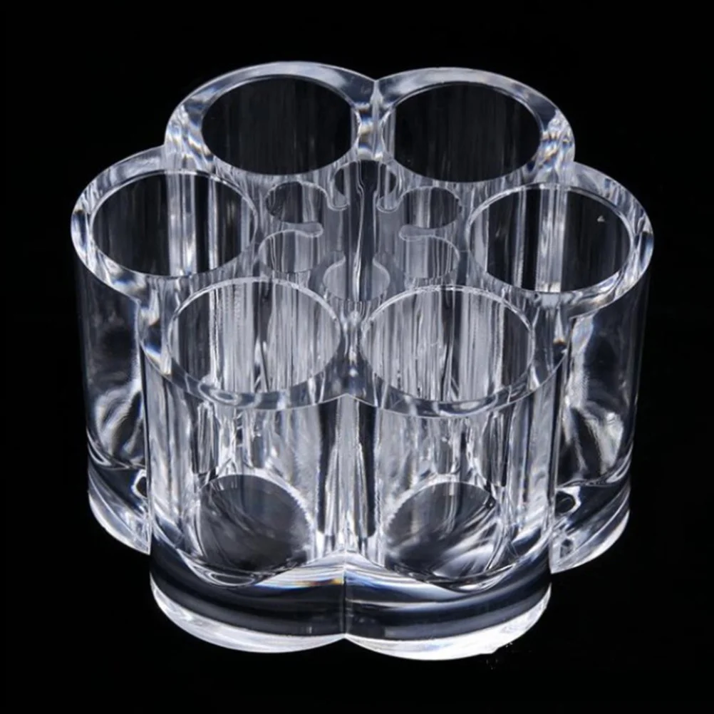 Mini Lipstick Storage Rack 6-Hole Clear Acrylic Flower Shape Transparent Makeup Storage Container Cosmetics Organizer Beauty