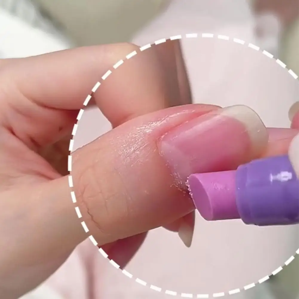 ปากกาทาเล็บ 1 ชิ้น พร้อมที่ดันหนังกำพร้า ปากกาขจัดหนังกำพร้าและผิวหนังที่ตายแล้ว ปากกาทาเล็บพร้อมหัวเซรามิกสำหรับดูแลเล็บ F3D0