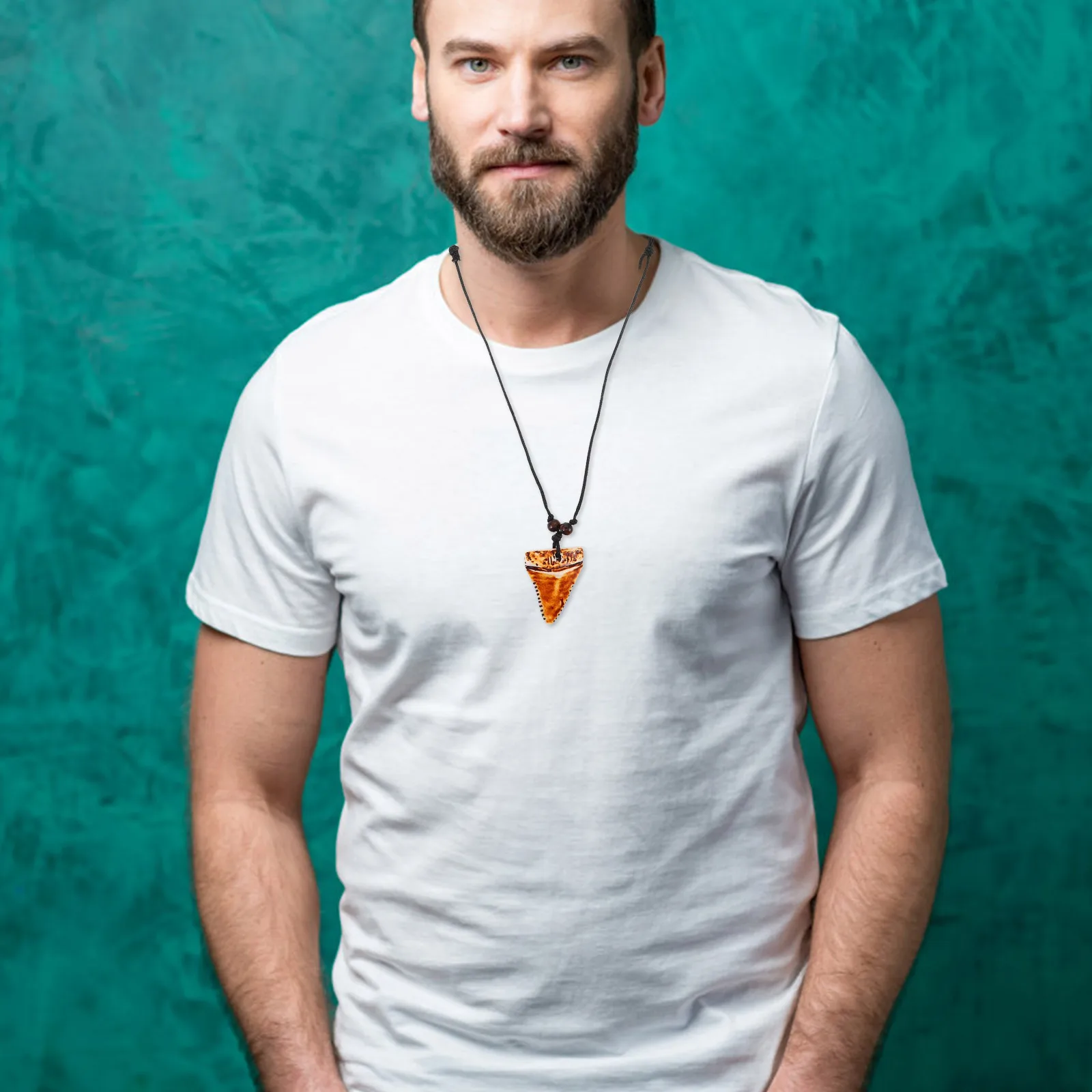 

4Pcs Shark Tooth Necklace for Men Adjustable Surfer Charm Tropical Beach Jewelry Hunting Necklace for Jewelry