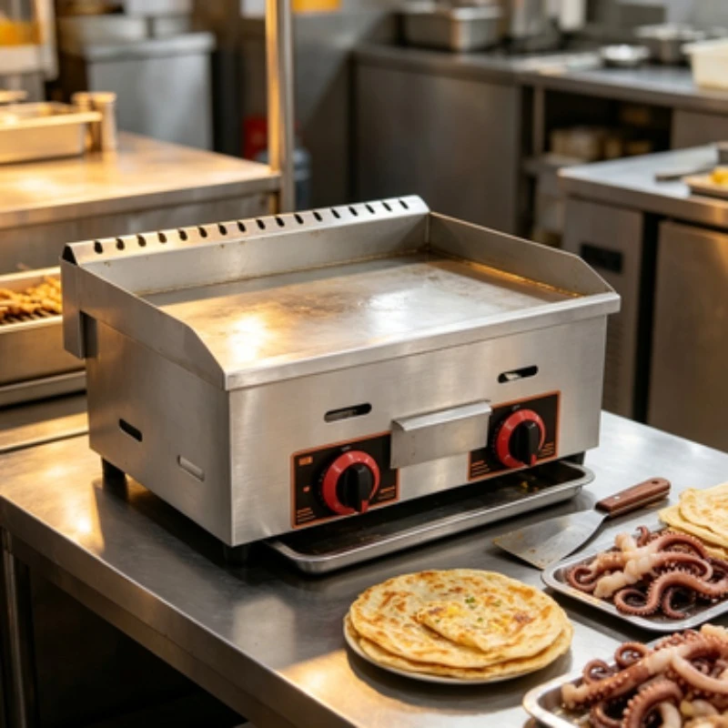 Commercial Gas Griddle Stainless Steel Countertop Flat Top For Pancake Squid Street Food Shop