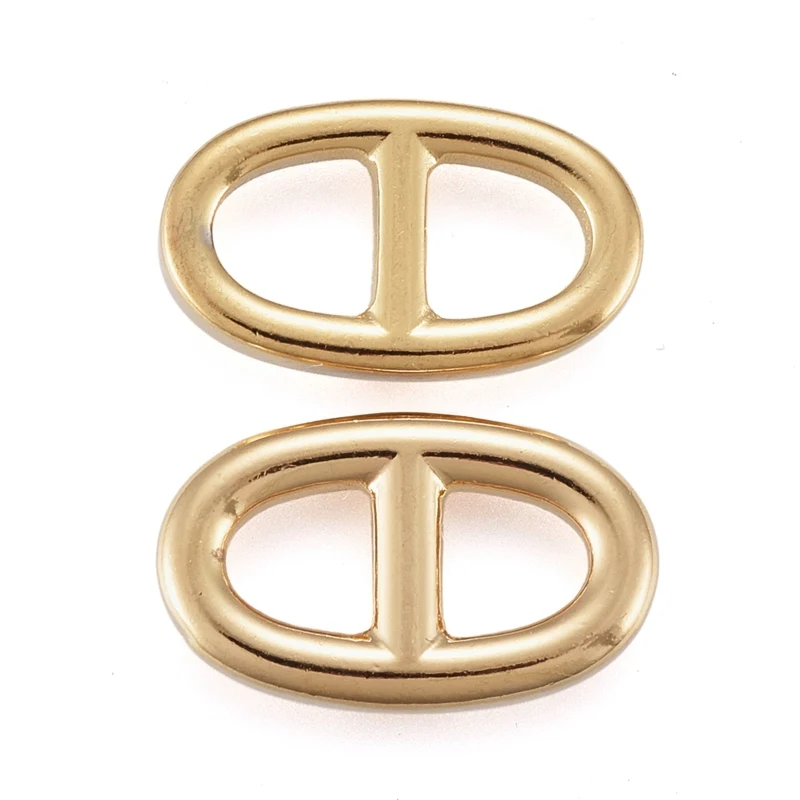 304 Stainless Steel Connector Charms Navy Mesh Charms Soda Tab/Pull Tab Oval Golden 17x10x2.5mm Inner Diameter: 5x5.5mm