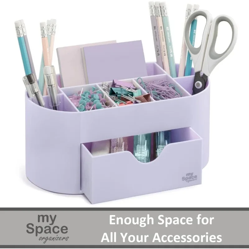 Lavender color desktop organizer for office supplies and desk accessories - pen holder for rooms college dorms homeschool