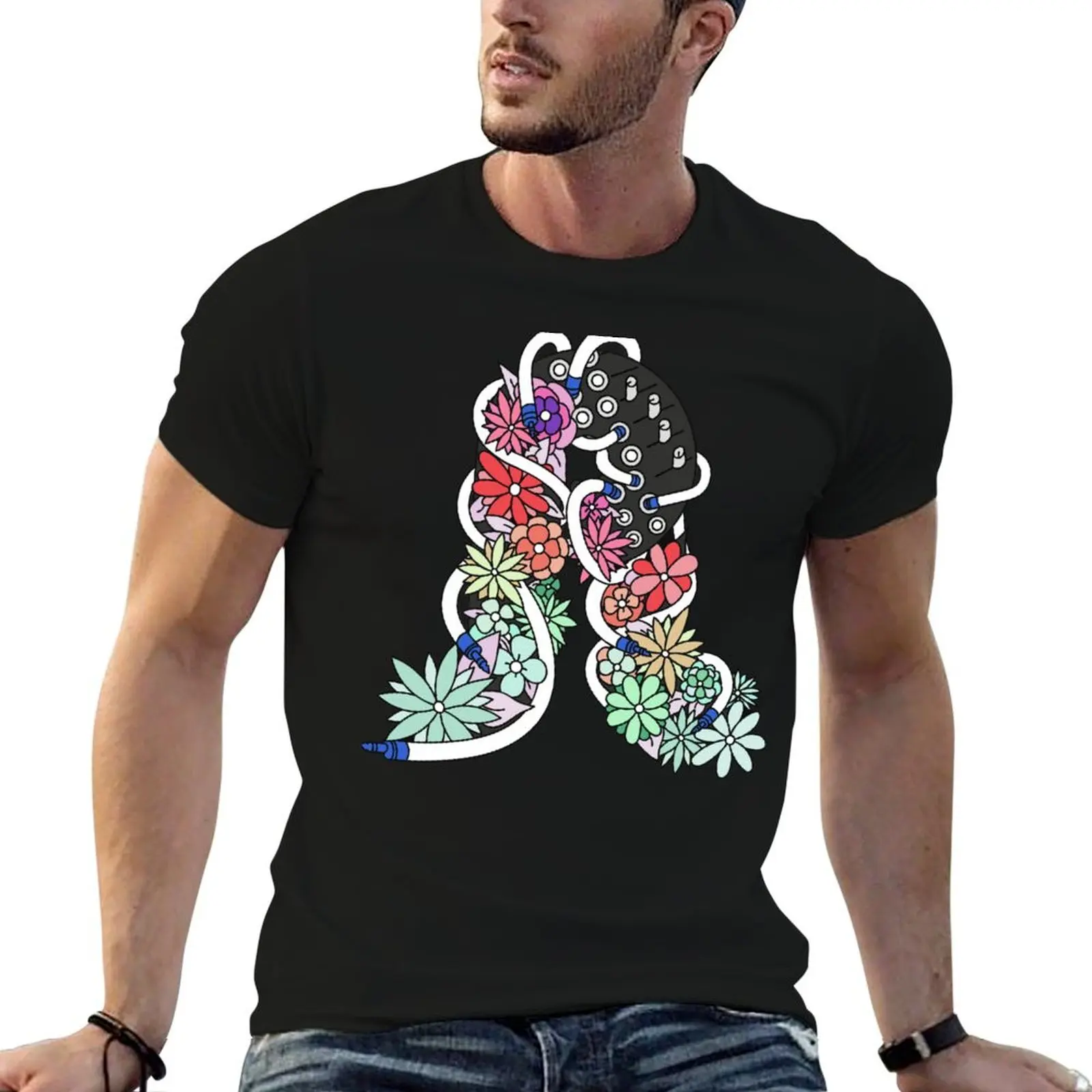 Cold Feeling Analog Flower Design T-Shirt clothes sports fans summer tops basketball graphic tees Short sleeve tee men