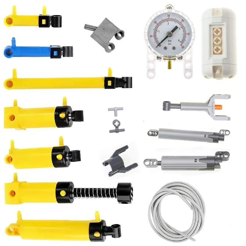

Pneumatic MOC Technical Building Blocks Push Rod Putter Switch Piston 40918 42043 9641 47225 Parts Hose Air Pump Tank Bricks Toy