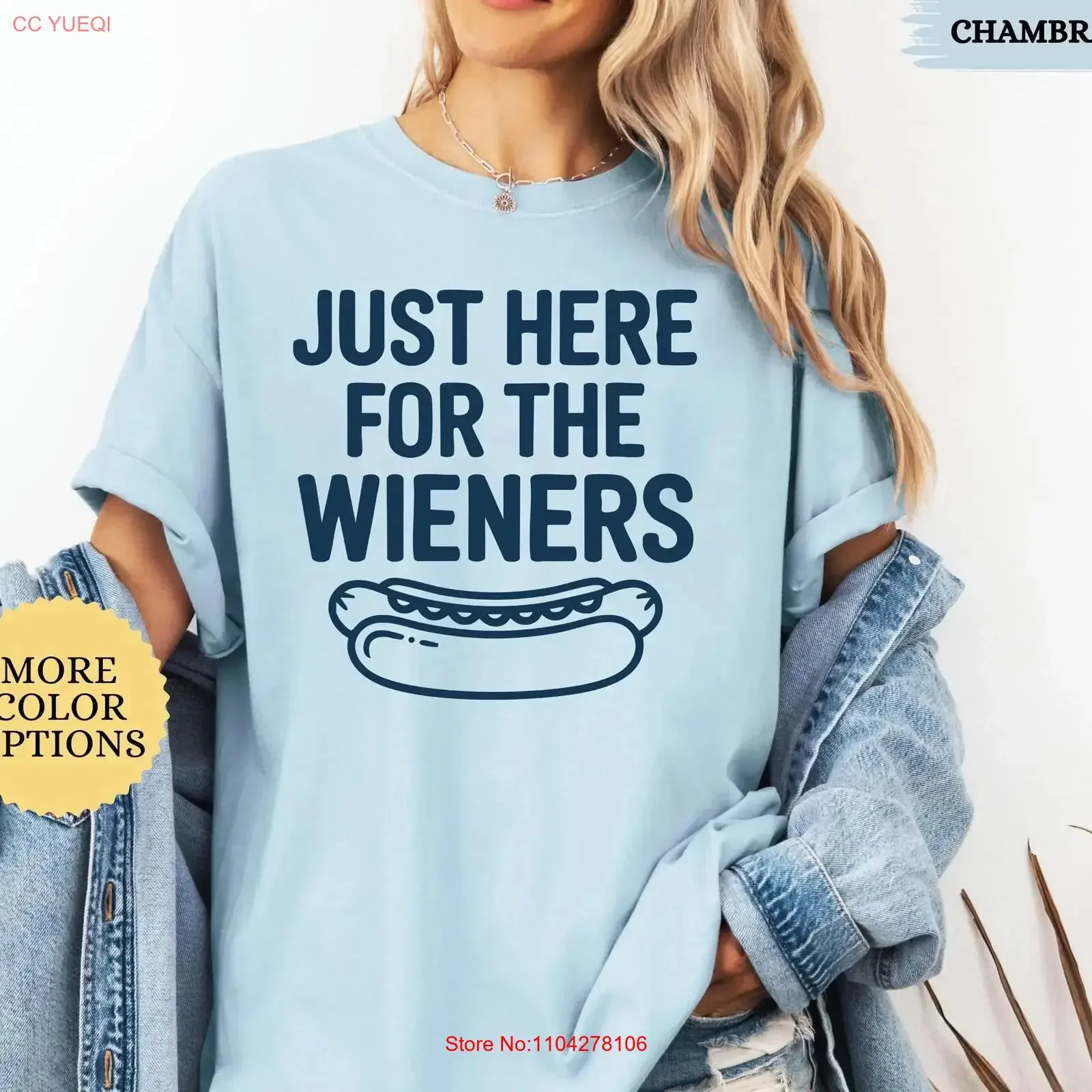 Just Here for the Wieners T Shirt Funny Fourth of July Retro 4th Hot Dog Independence Day vintage Washed Top For Everyday Wear