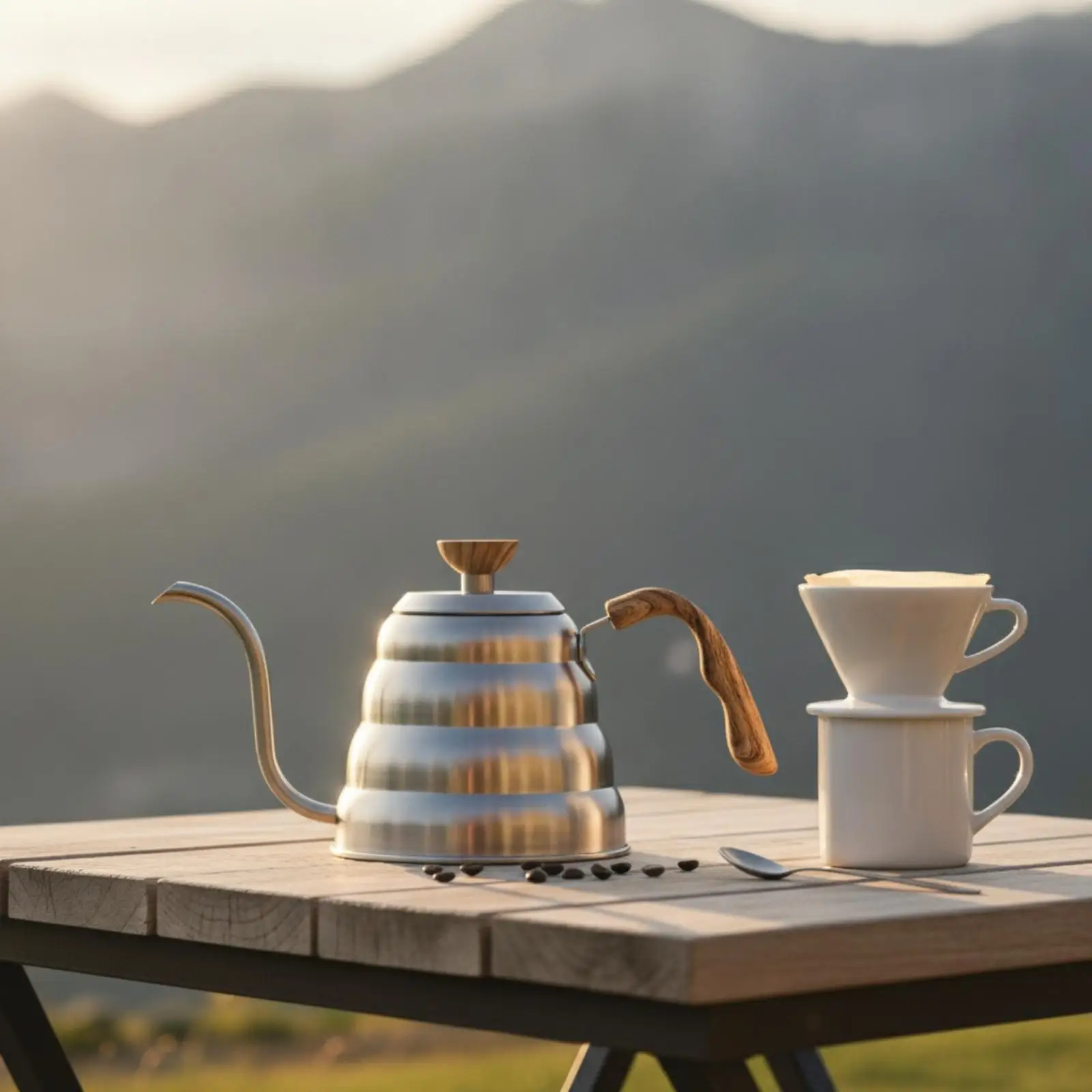 Portable Camping Coffee Kettle 304 Stainless Gooseneck Pour over Teapot Outdoor Water Boiler Kettle for Travel Stove Use