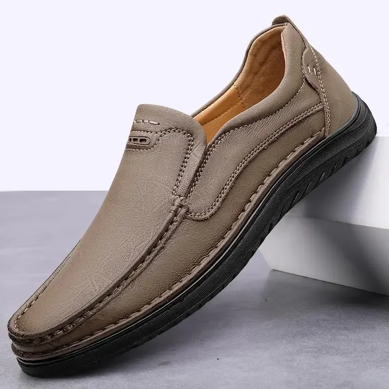 European Station 2024 New Genuine Leather Moccasins Men's Casual Leather Shoes Authentic Leather Loafers