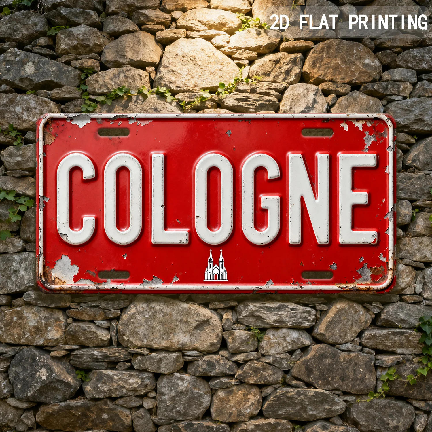 Cologne Germany Cathedral City 2D Flat Printing License Plate Style Metal Tin Sign, German Historic City Themed Decorative Alumi