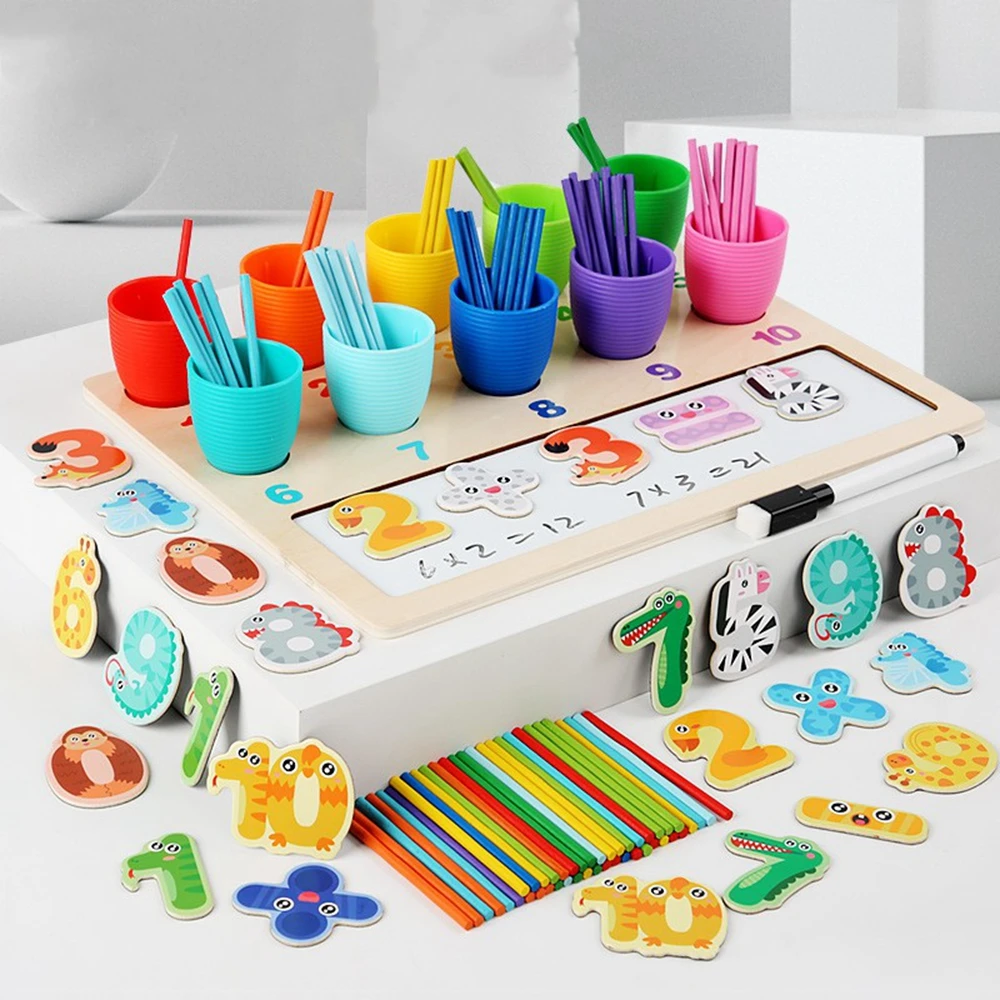 Wooden Montessori Early Education Educational Toys Color Sorting Matching Toys Children Learning Counting Toys Kid Gifts