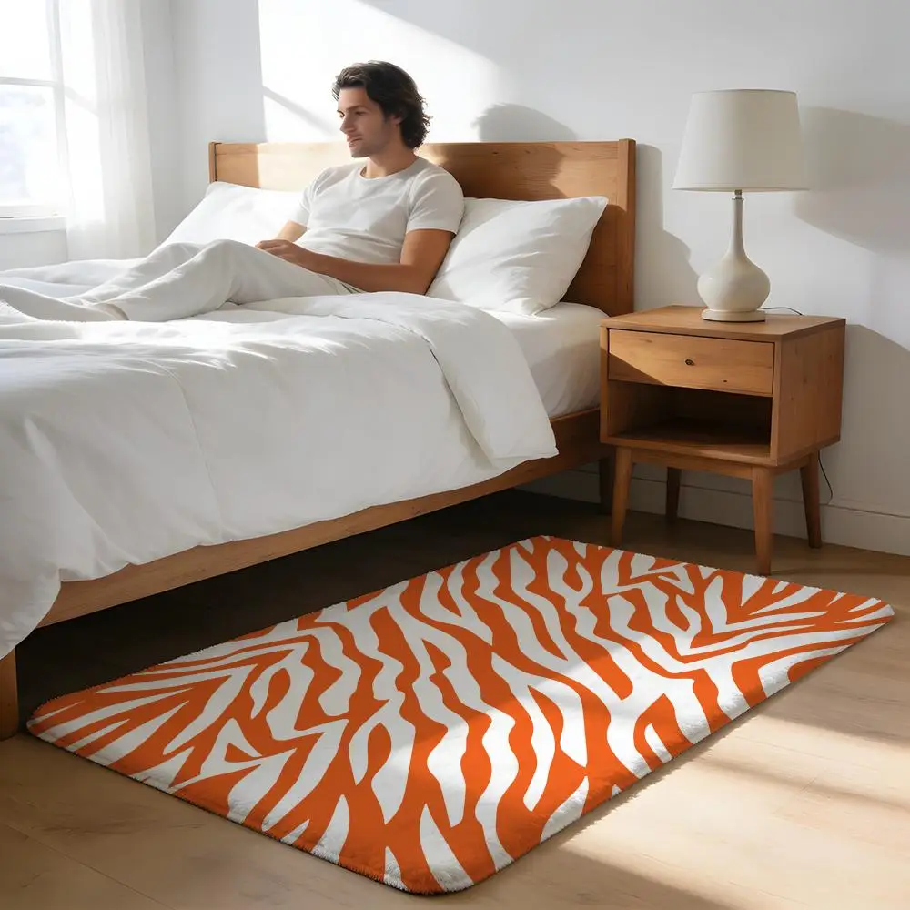 

Коврик для пола с полосатым тигровым узором, фланелевый коврик, нескользящий, впитывающий влагу, для ванной, кухни, прихожей, домашнего декора