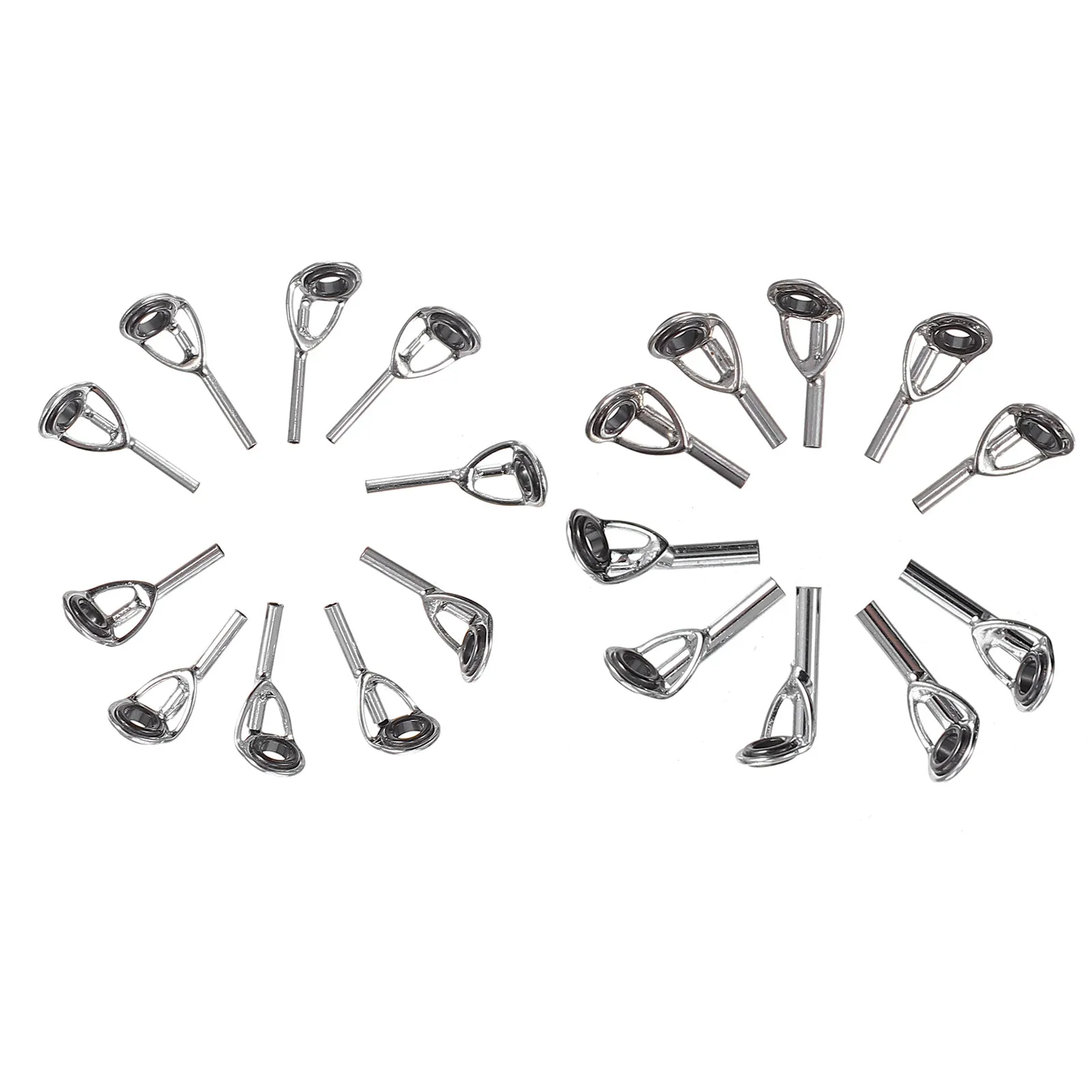

20Pcs Fishing Rod Guide Ring Stainless Steel Rod Tip Repair Kit Lightweight Anti-Tangling Guide Hole Set for Baitcasting