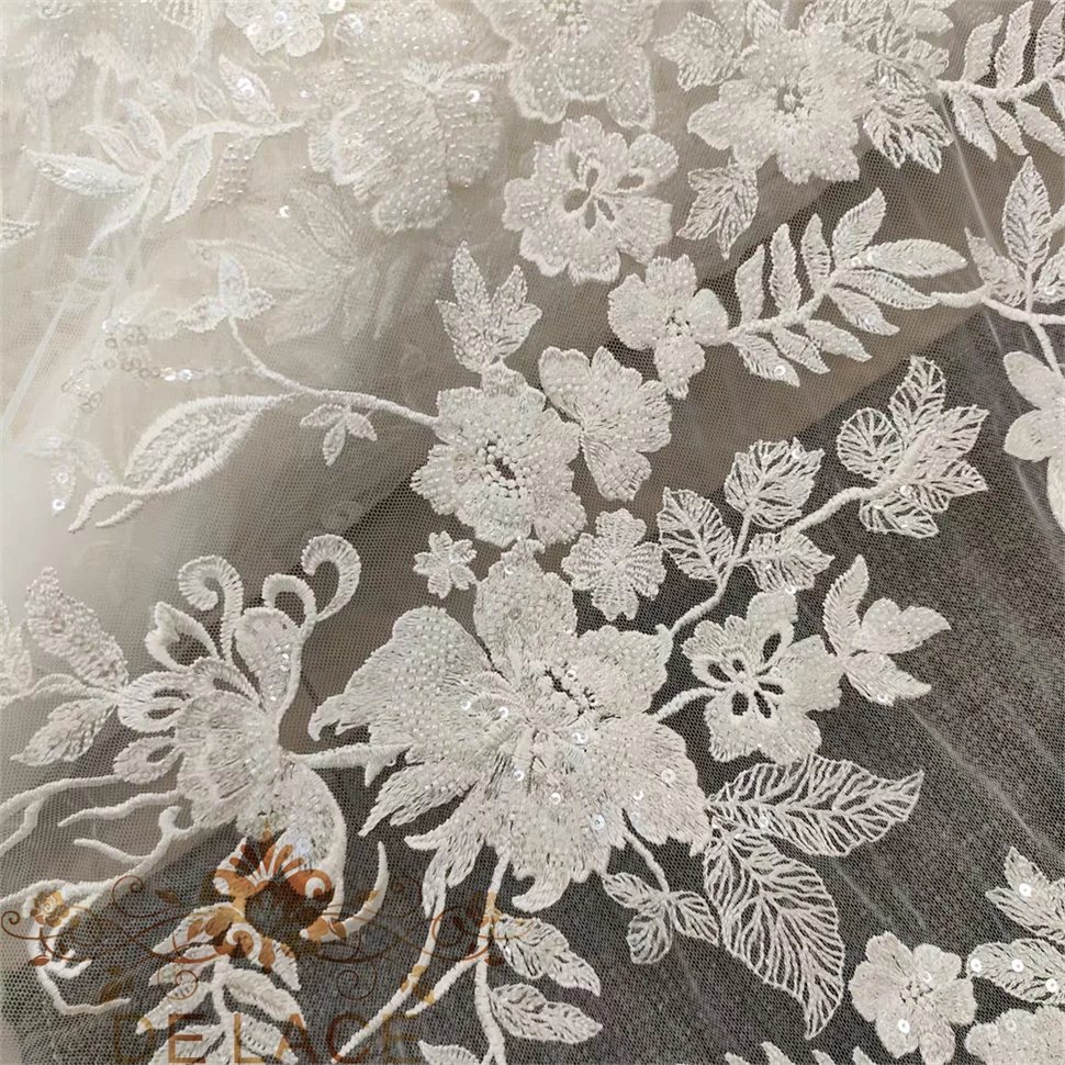 JZQ Изысканное свадебное платье с цветочной тканью, высокое качество, сетка, вышитый тюль, блестки, бисер, свадебное платье, кружевная сетка