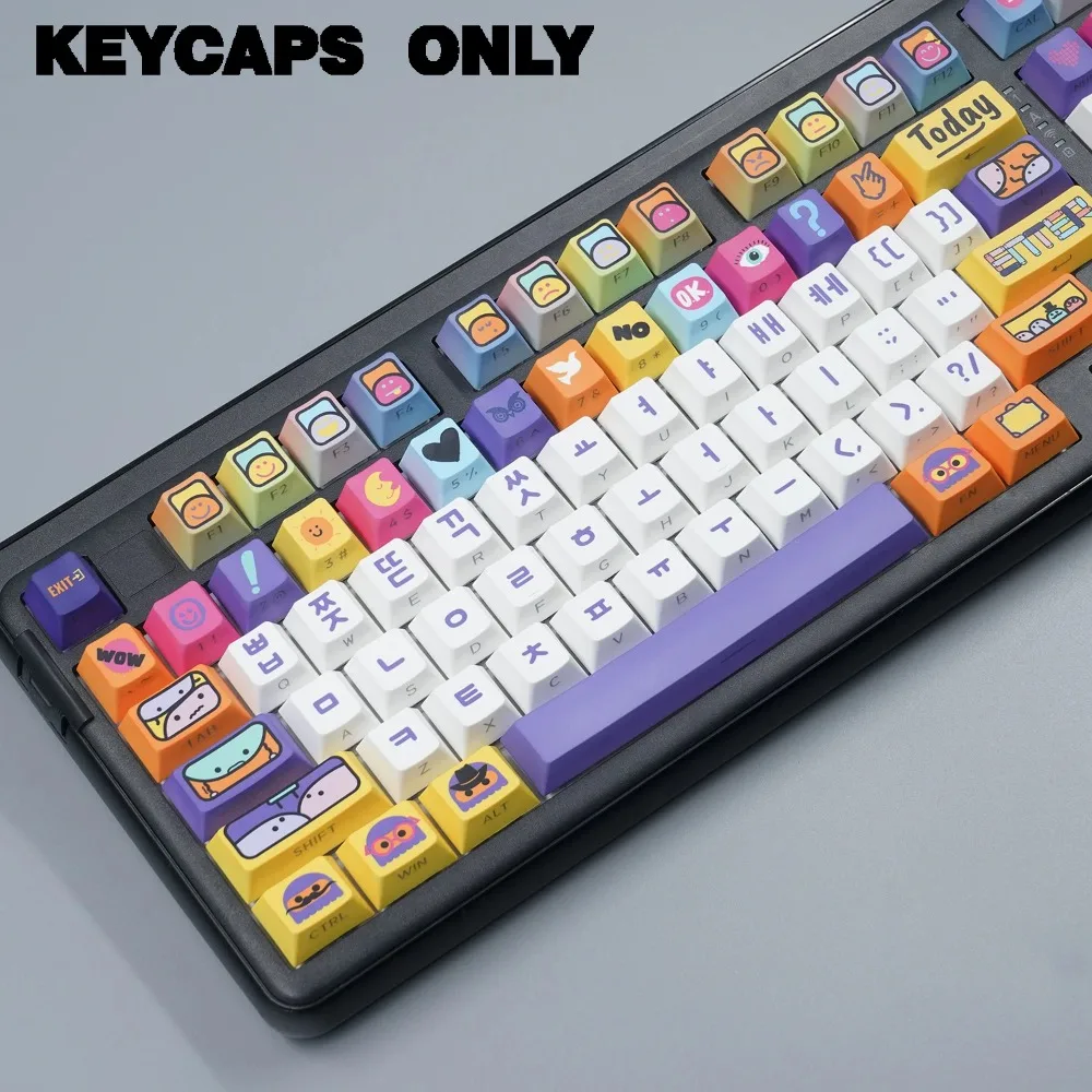 130 Keys Hangul Doubleshot Keycaps PBT Keycap Backlit Side Legends Korean Key Cap for MX Switches Mechanical Keyboard Caps