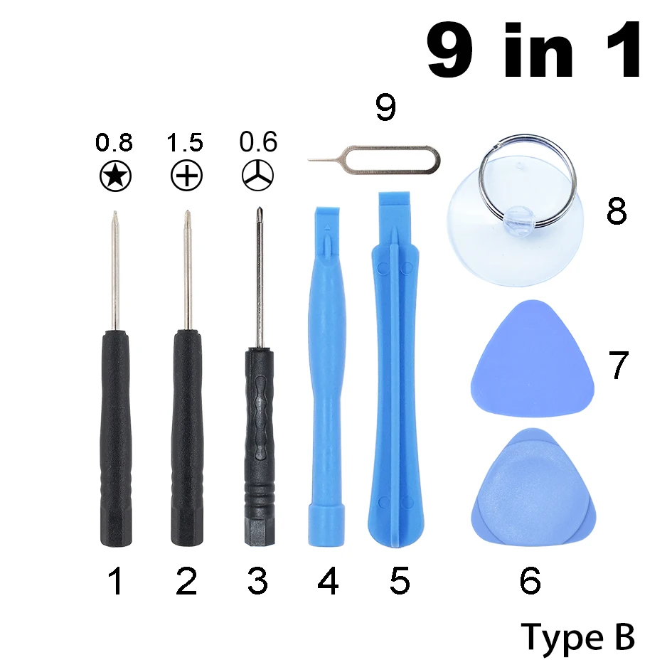 

With 0.6 Y 9 in 1 Screwdriver Set Mobile phone Opening Tools For iPhone7/6/5/4 Dedicated Repair Tool 300Set/lot