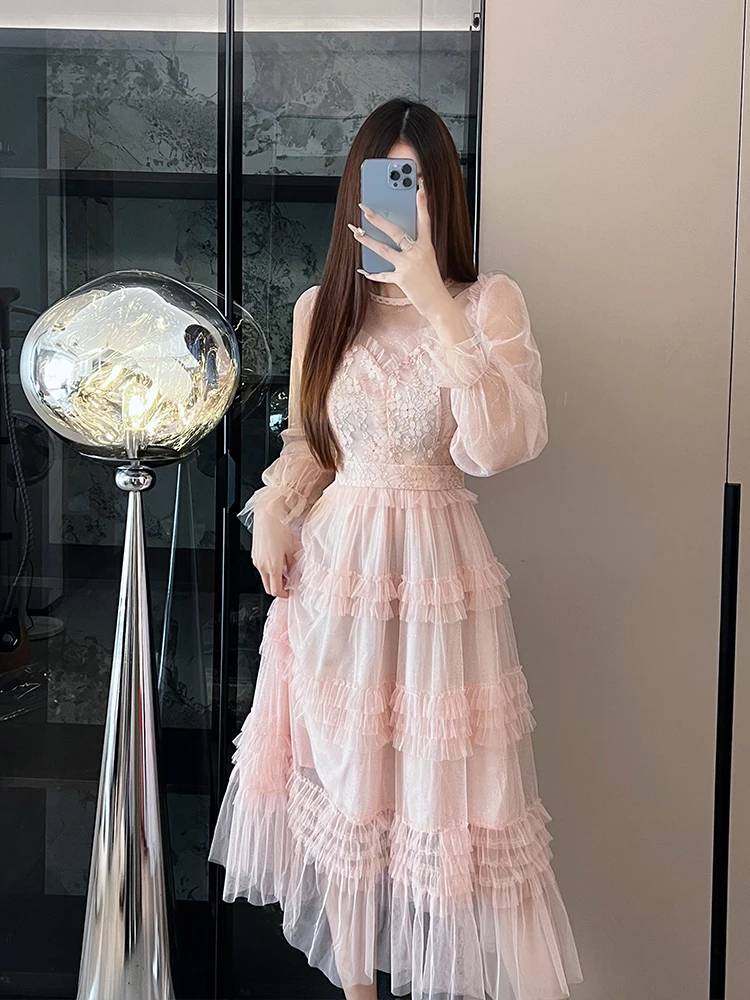 

Ele Long Sve Me Sequin Midi Dr Cake Юбка с завышенной талией для похудения средней длины Роскошное ощущение Sweet Sle Весна Осень