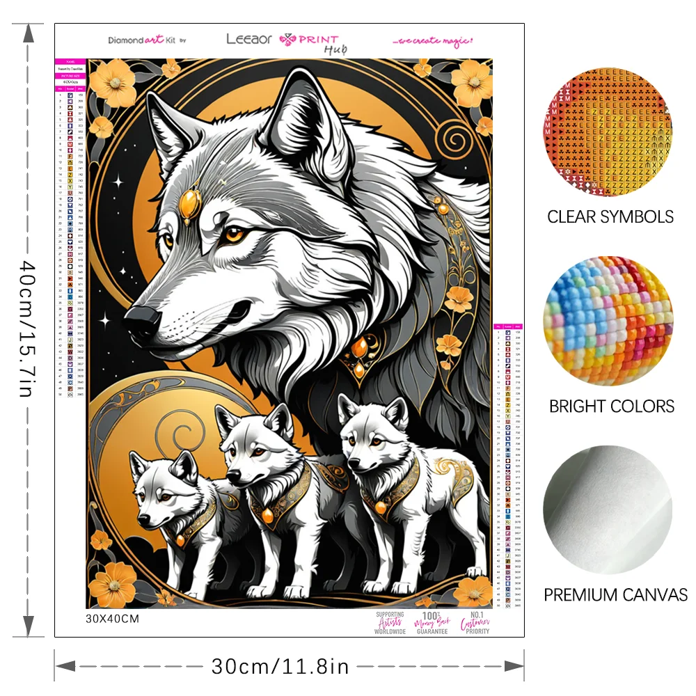 Golden Wolf Diamond Painting Full Diamond Mosaic Animal Art Embroidery Cross Stitch Kit Home Art Wall Handmade Decoration Gifts