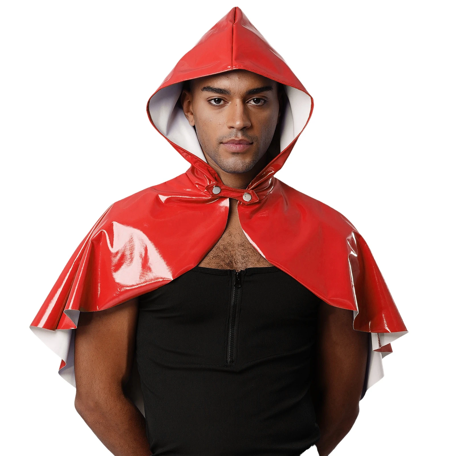 

Men Halloween Cosplay Accessory Hooded Cloak Cape Bolero Cloaks Fashion Glossy Masquerade Carnival Party Role Play Cloaks