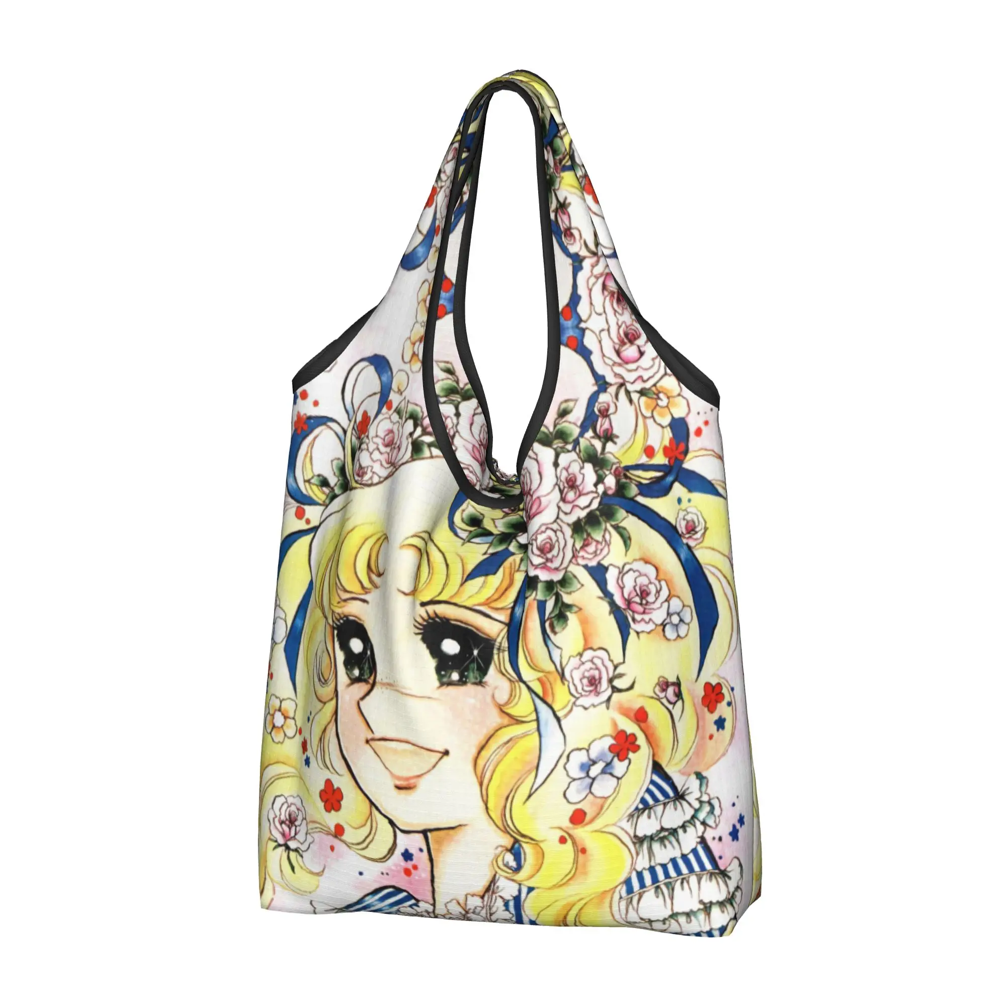 Candy Candy Groceries Shopping Tote Bag Women Fashion Japan Anime Manga Shoulder Shopper Bag Large Capacity Handbag