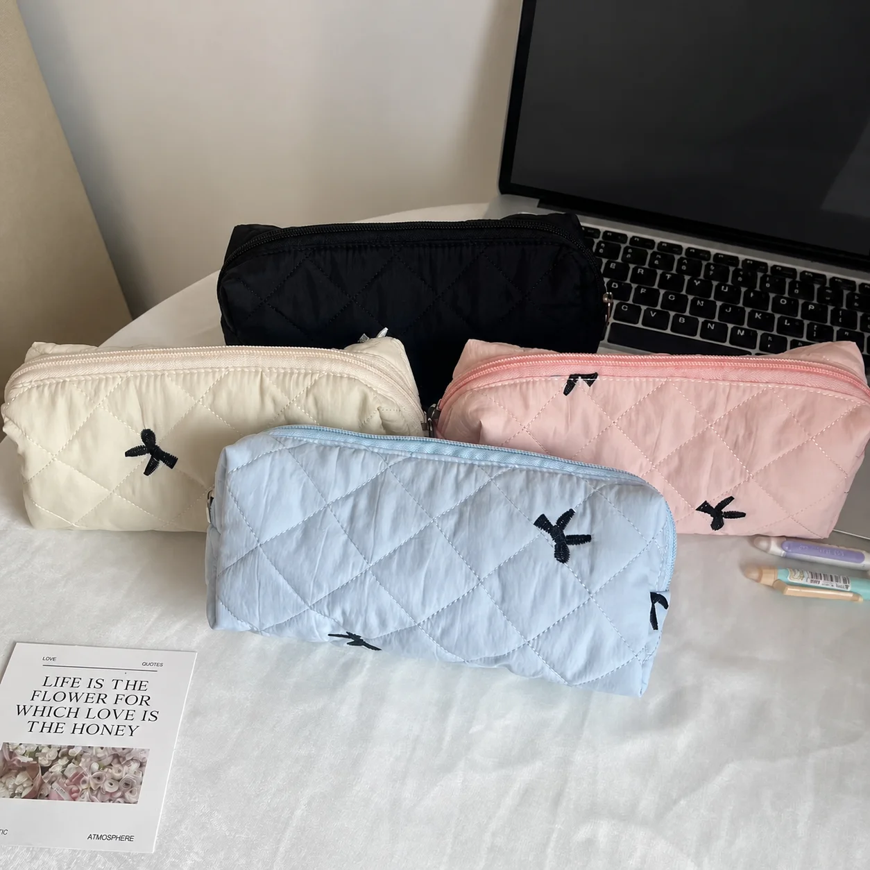 Large Capacity Pencil Bag Quilted Student Pencil Bag Stationery Pouch Portable Portable Stationery Bag For Students Schoolbag