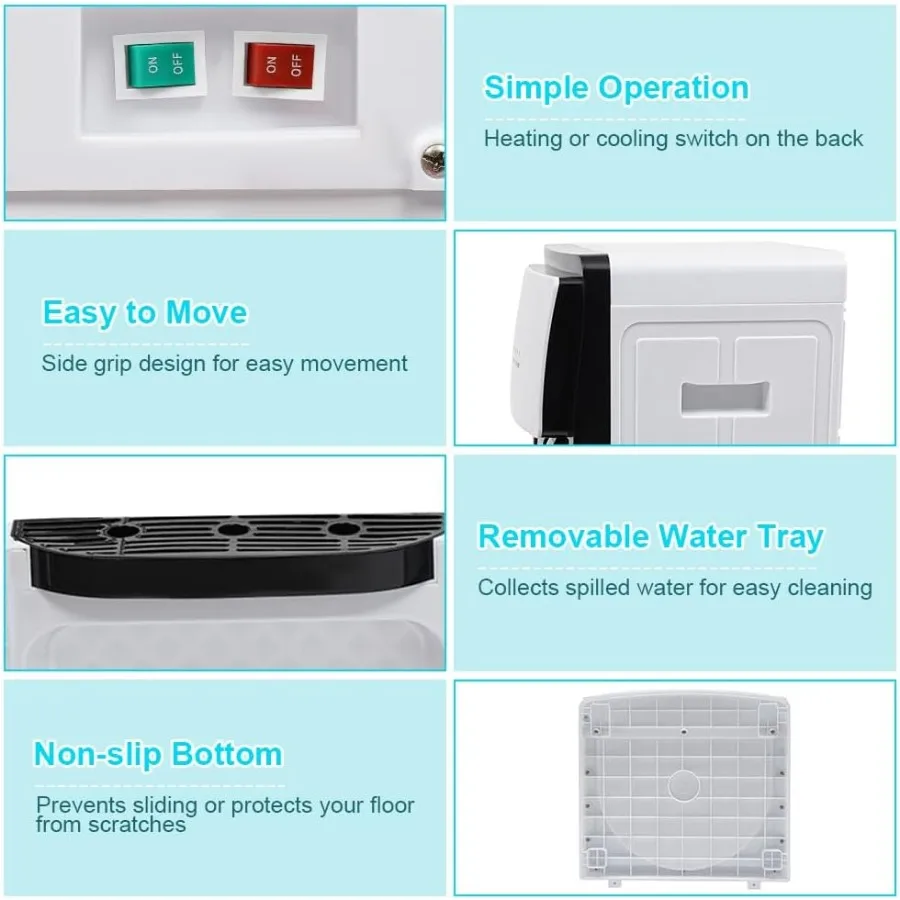 Диспенсер-кулер для воды с нижней загрузкой и 3-мя настройками температуры для горячей и холодной воды в помещении, идеально подходит для дома и из