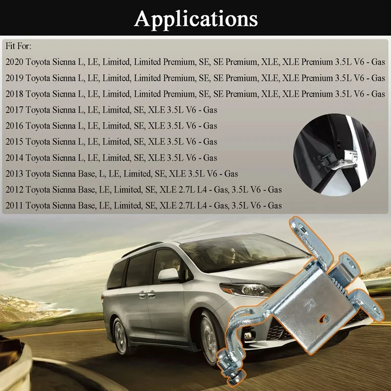 For Toyota Sienna 2011-2020 Right Side Intermediate Sliding Door Hinge Assembly 6838008041 68380-08041