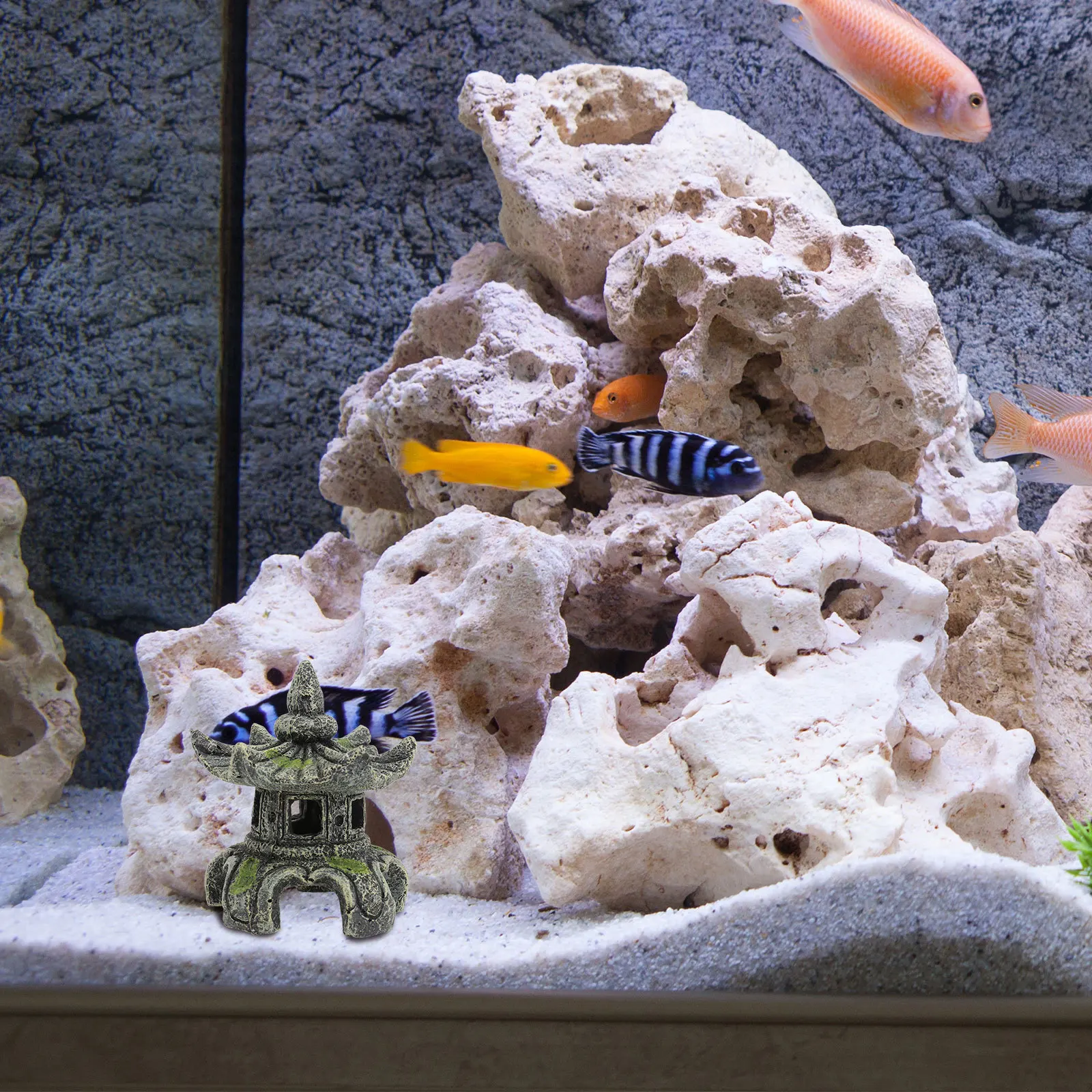 

1Pcs Fish Tank Pavilion Adornment Hexagonal Resin Pavilion Aquarium Landscaping Ornament Shrimp Decoration Durable