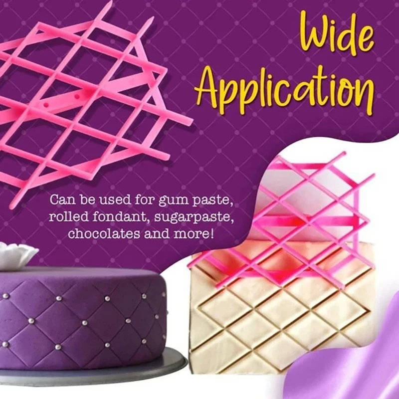 New Diamond Sugarpaste Gum Icing Baking Quilt Fondant Cake Raft Equipment Tool Embosser Cutter   Mould