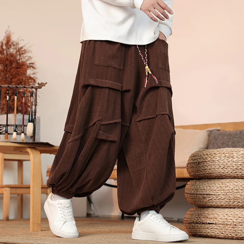 

Men Casual Harem Pants New Arrival 2026 Spring Streetwear Solid Color Corduroy Loose Comfortable Harajuku Male Trousers N031
