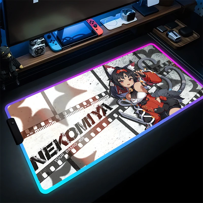 Коврик для мыши Игровые аксессуары Gabinete Gamer RGB ПК Компьютер ZZZ Настольный коврик Zenless Zone Zero Клавиатура Коврик для планшета Светодиодный коврик для мыши