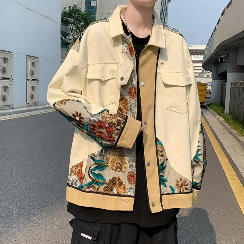 Japanese Patchwork Men's Jackets Harajuku Bomber Jacket Casual Vintage Racing Coats Men Fall Oversized Varsity Baseball Uniform