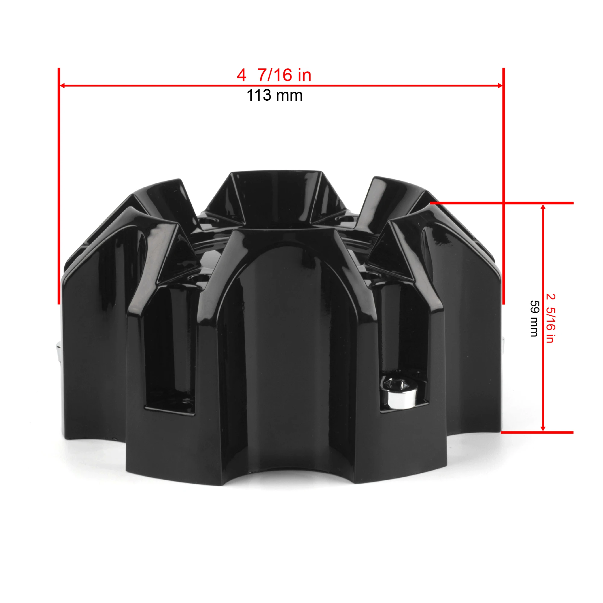 4pcs OD 114mm/4.49in ID 105mm/4.13in Wheel Hub Center Cap Rim Dust Cover 6 Lugs Refits Accessroies Black