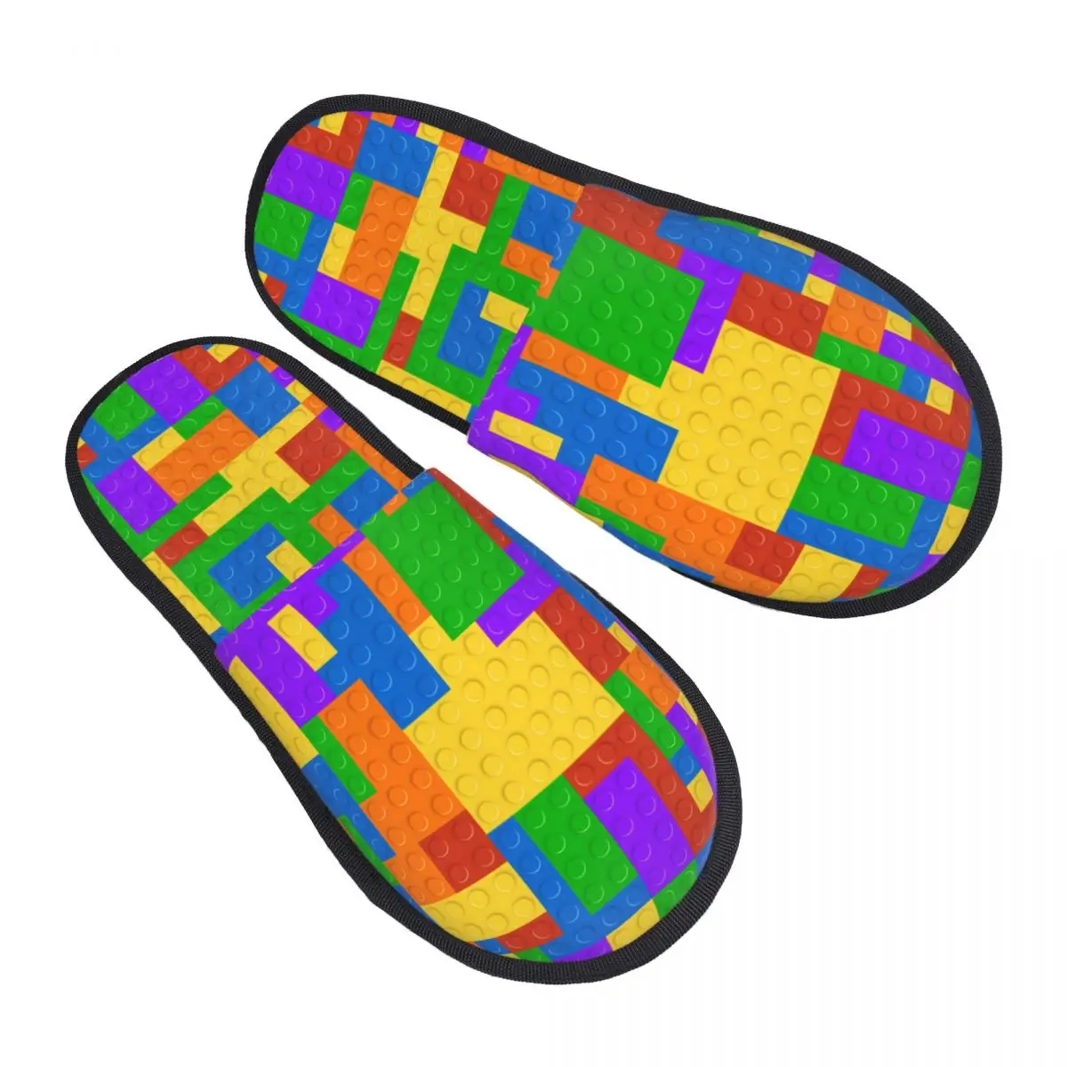 Colorful Building Plastic Brick Toy Blocks Patterns Guest Slippers for Bathroom Women Custom Print House Slipper