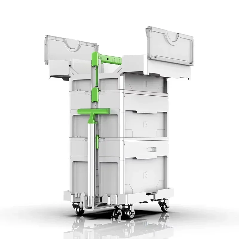 Customizable OEM support PP plastic and iron mobile combination toolbox set Stackable trolley toolbox