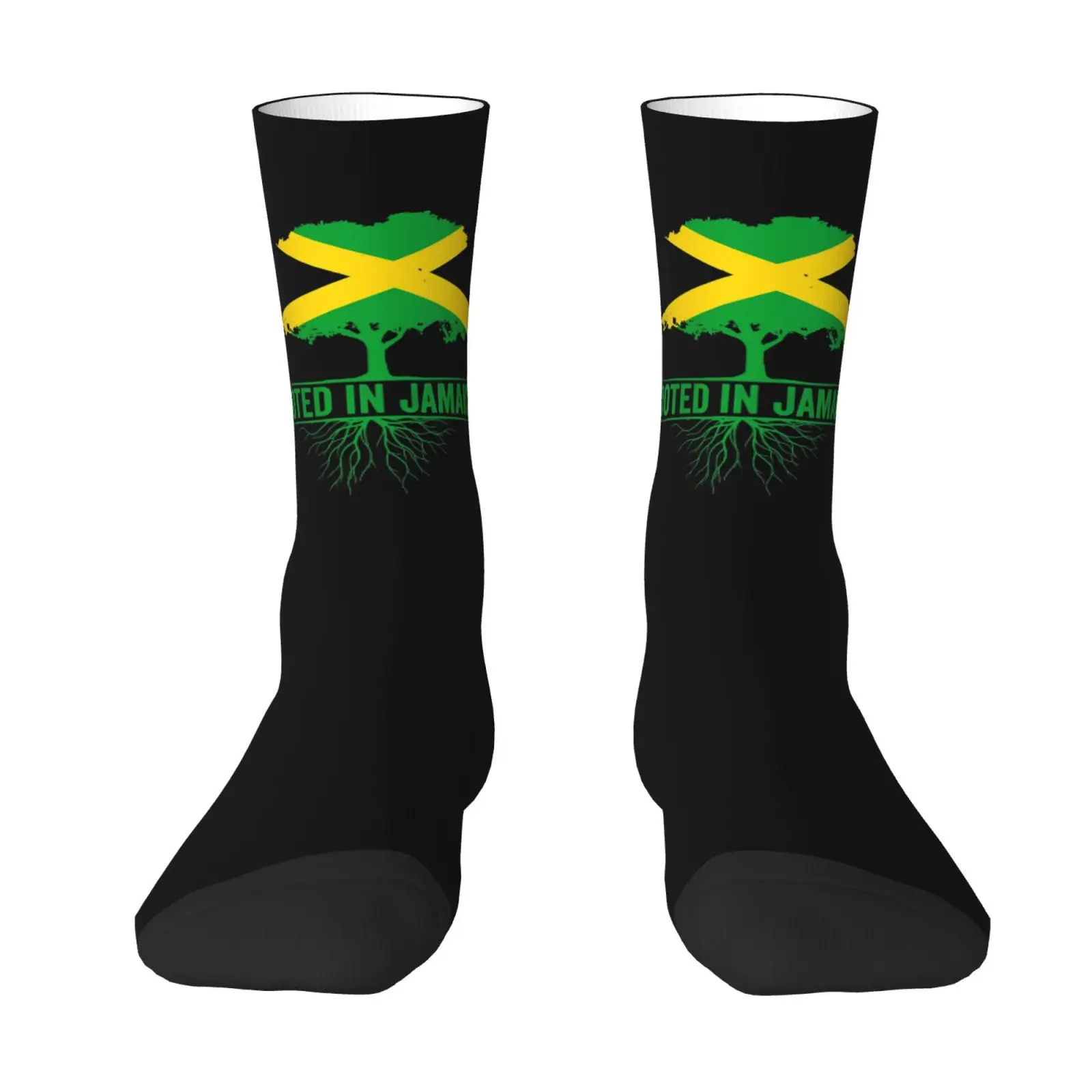 

Rooted in Jamaica Patterning Casual Funny Funky Novelty Socks for Men Women Sports Socks Adults Print Keep Warm Thin