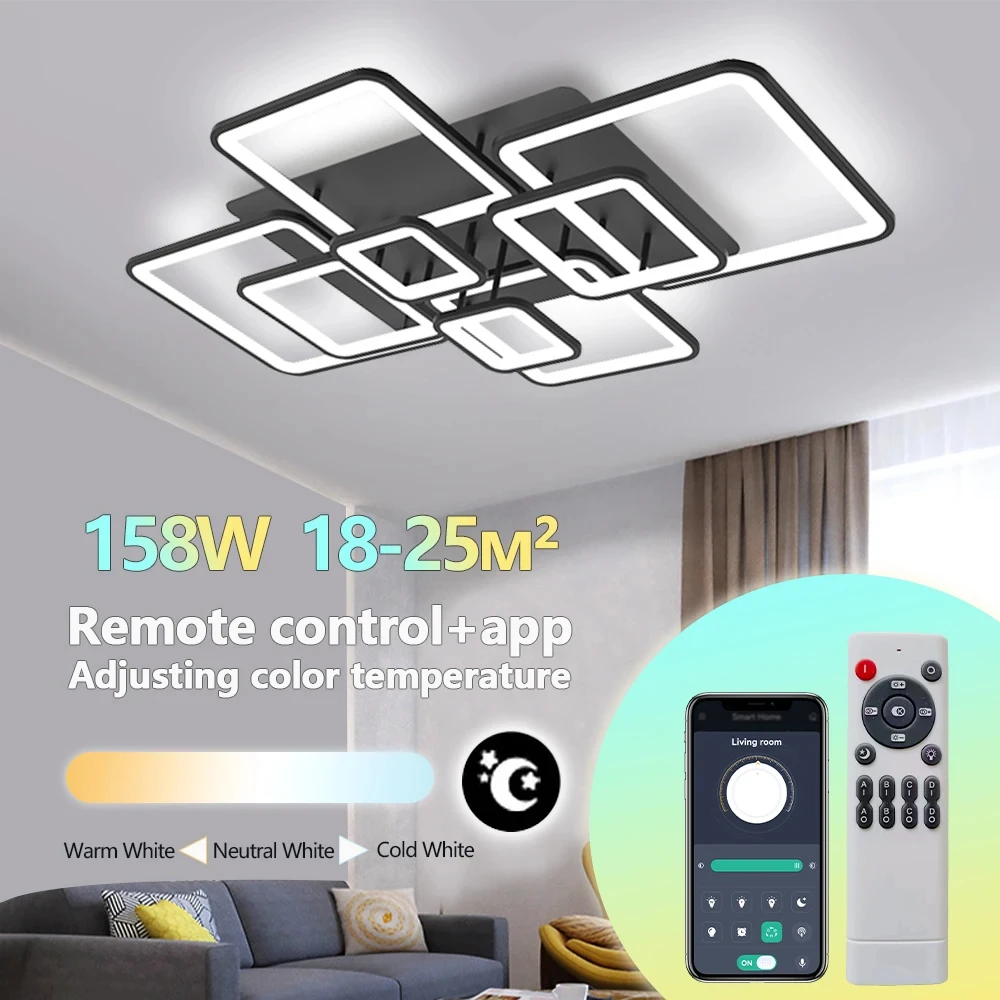 Modern New LED Minimalist Chandelier Geometric Design With Memory Function Light Support RC For Living Room Bedroom Ceiling Lamp