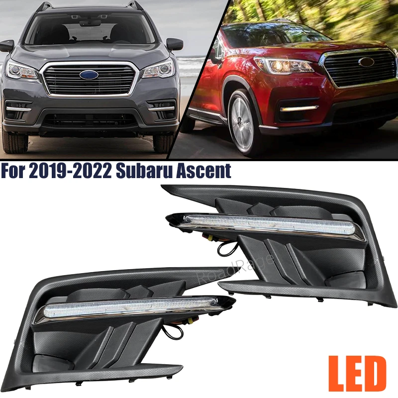 CAR DRL For Subaru Ascent 2019 2020 2021 2022 LED Daytime Running fog Light Turn Signal Fog Lamp bezel cover 12V daylight