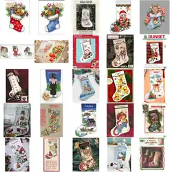 Starter Embroidery Kit Scenery Diy Embroidery Kits Handcraft Needlework Sewing Hand Cross Stitch Set  Christmas Cat Stocking