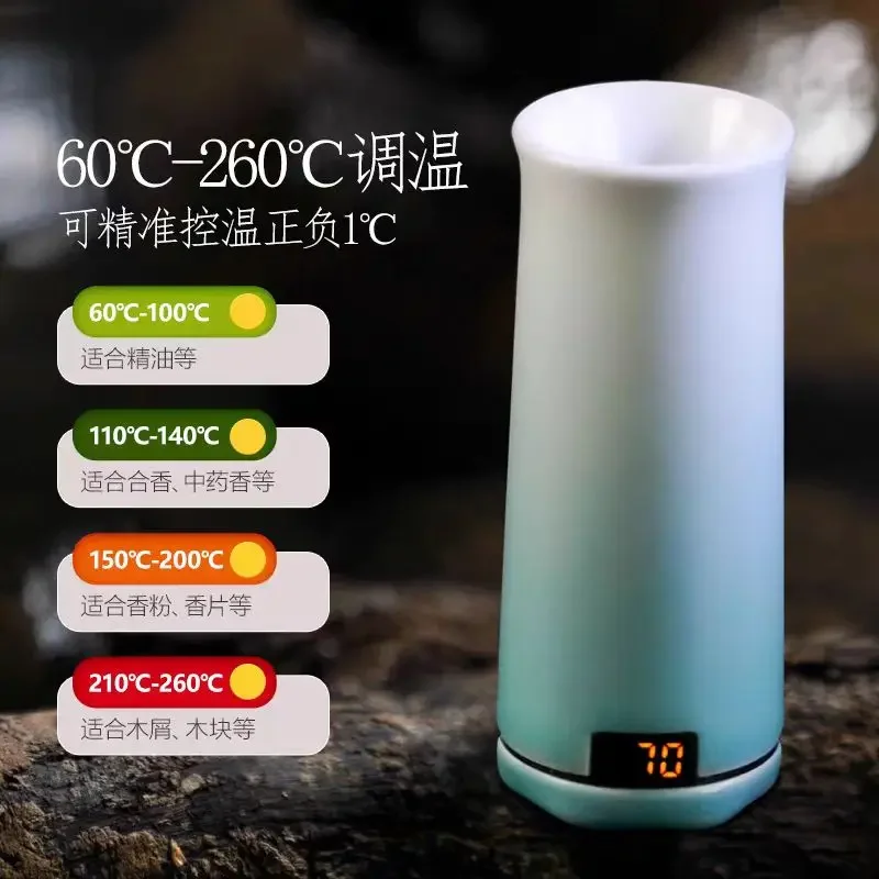Type-c rechargeable incense burner, handheld ceramic aromatherapy burner, incense road agarwood LCD